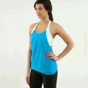 Women's Blue and White Racerback Top